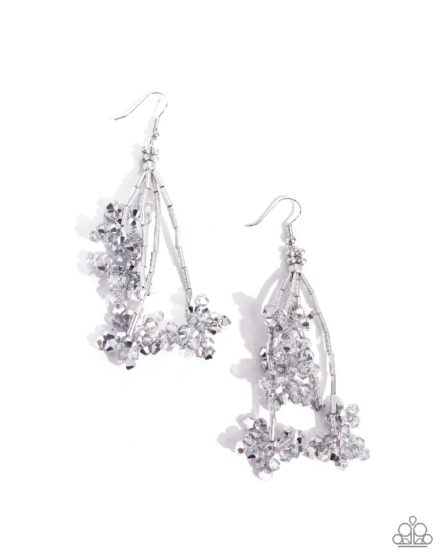 trendy earrings for women -Petaled Precipitation - Silver