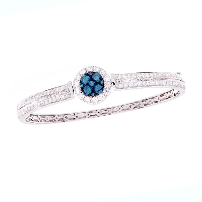 adjustable bracelets for women -Blue Diamond Reversable Bangle