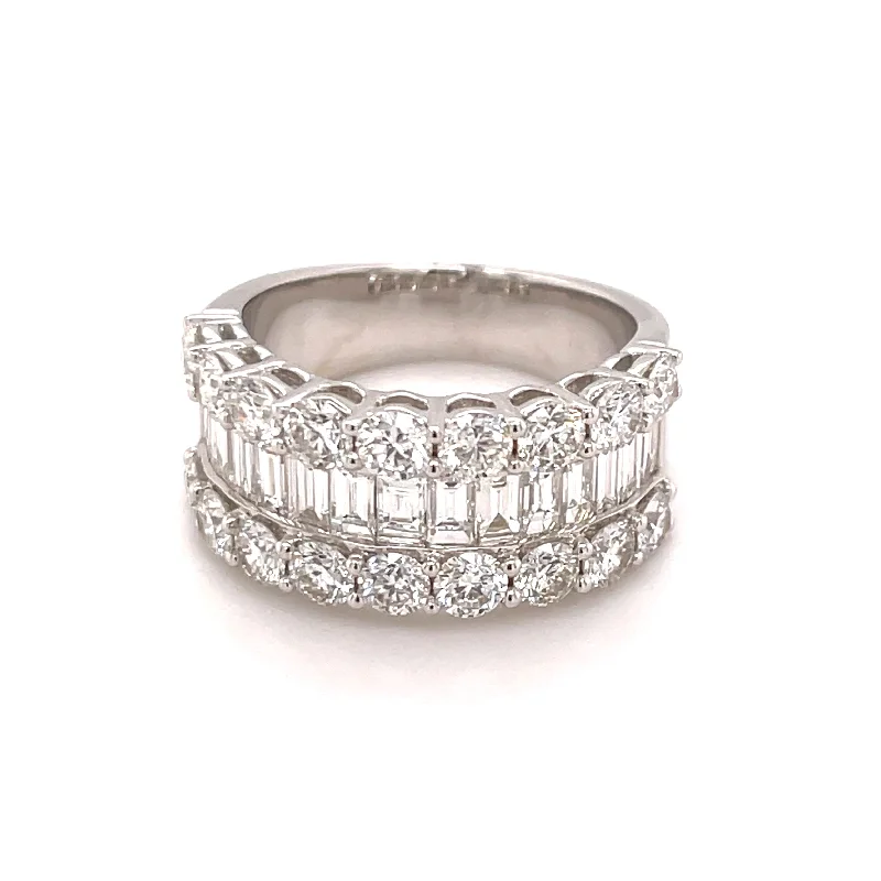 women’s modern solitaire engagement rings -Baguette and Round Diamond Ring