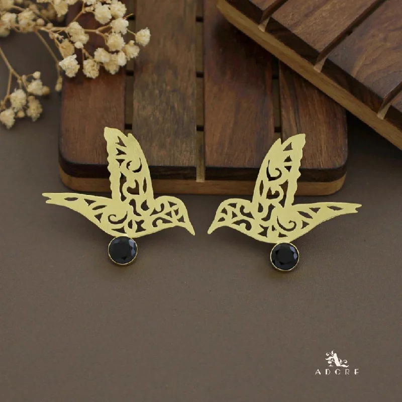 women’s gemstone earrings -Amaya Glossy Golden Bird Earring