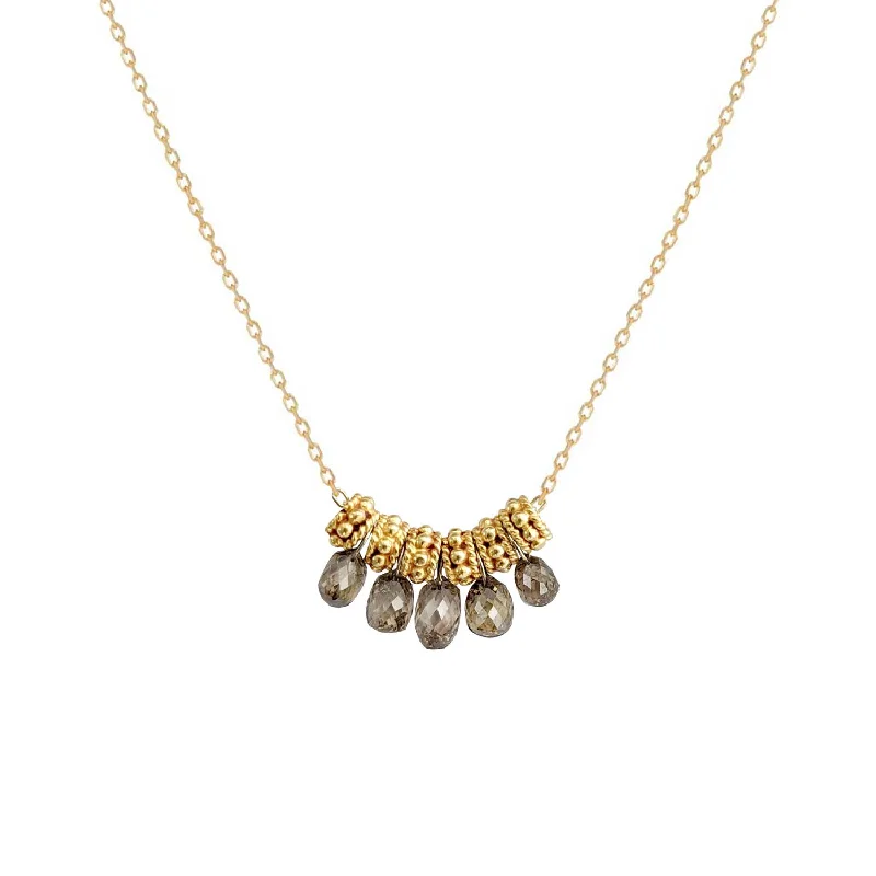 women’s statement chain necklaces -Champagne Diamond Briolette Necklace 18k Gold