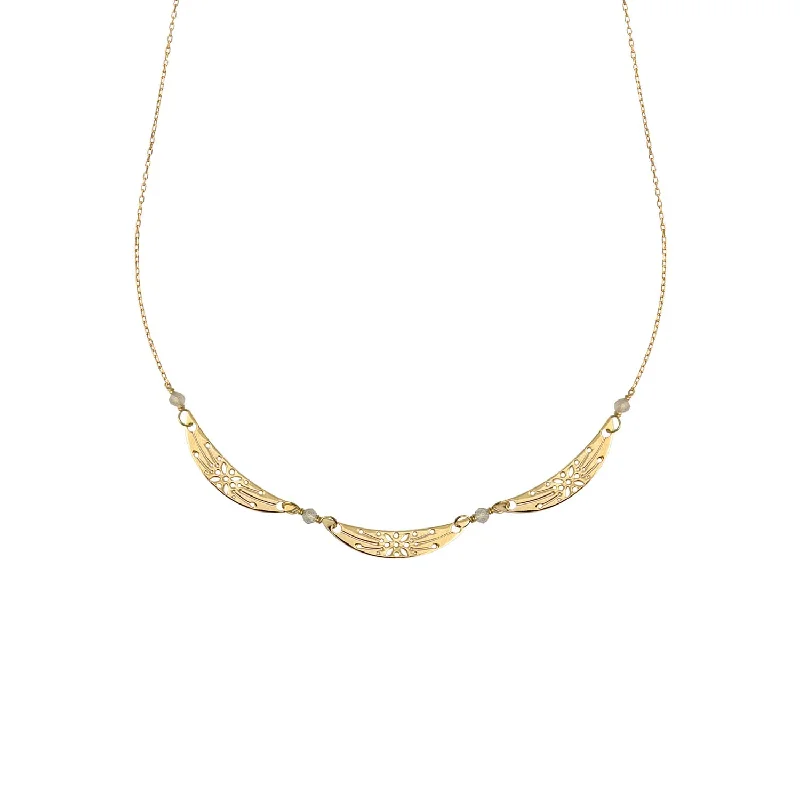 women’s vintage-inspired necklaces -Moon Trio Necklace - 18k Gold