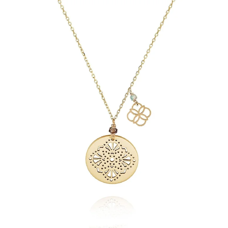 women’s adjustable necklaces -Art Deco Gold Medal Necklace with Daisy 9 or 18k Gold