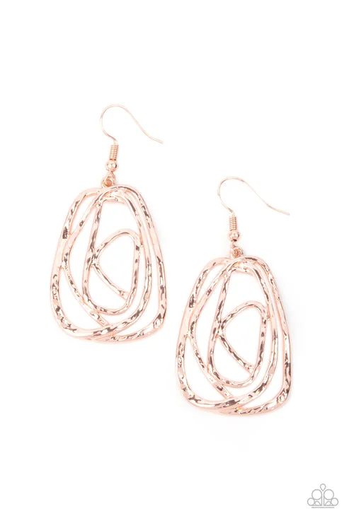 women’s gemstone earrings -Artisan Relic Rose Gold Earring