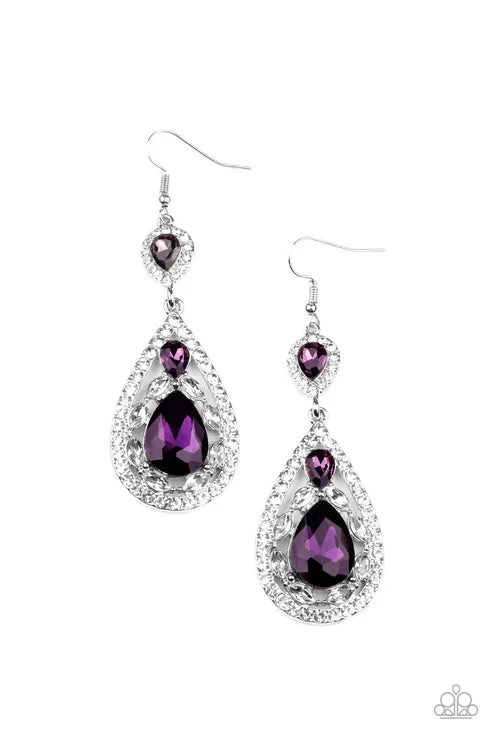 women’s sapphire drop earrings -Posh Pageantry Purple Earring