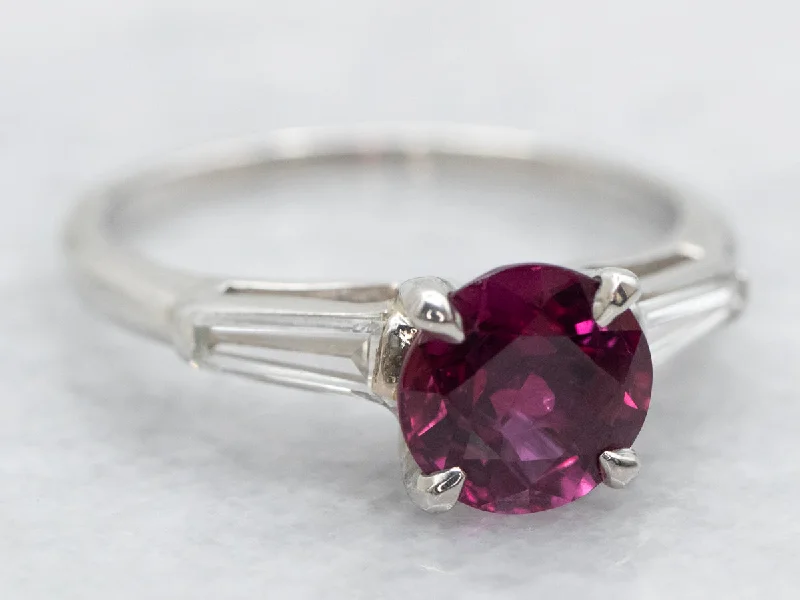 women’s platinum engagement rings -Platinum Pink Sapphire and Diamond Ring