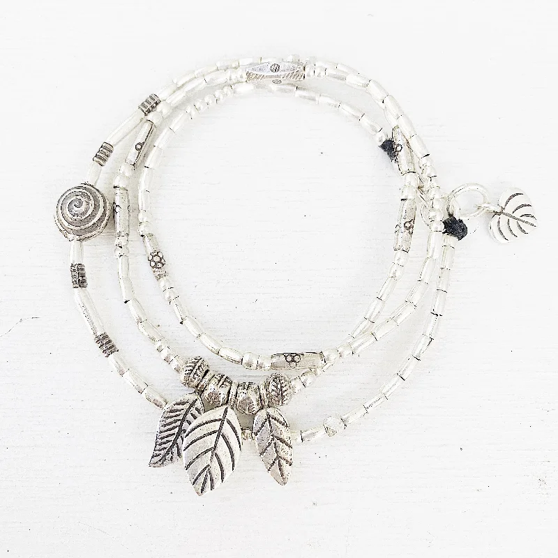 women’s classic necklaces -SILVER LEAVES BRACELET/NECKLACE WRAP