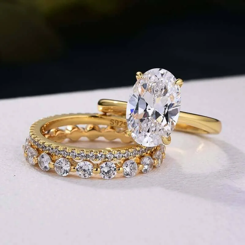 diamond engagement rings for women -3.5ct Oval Cut Simulated Diamond Ring Set