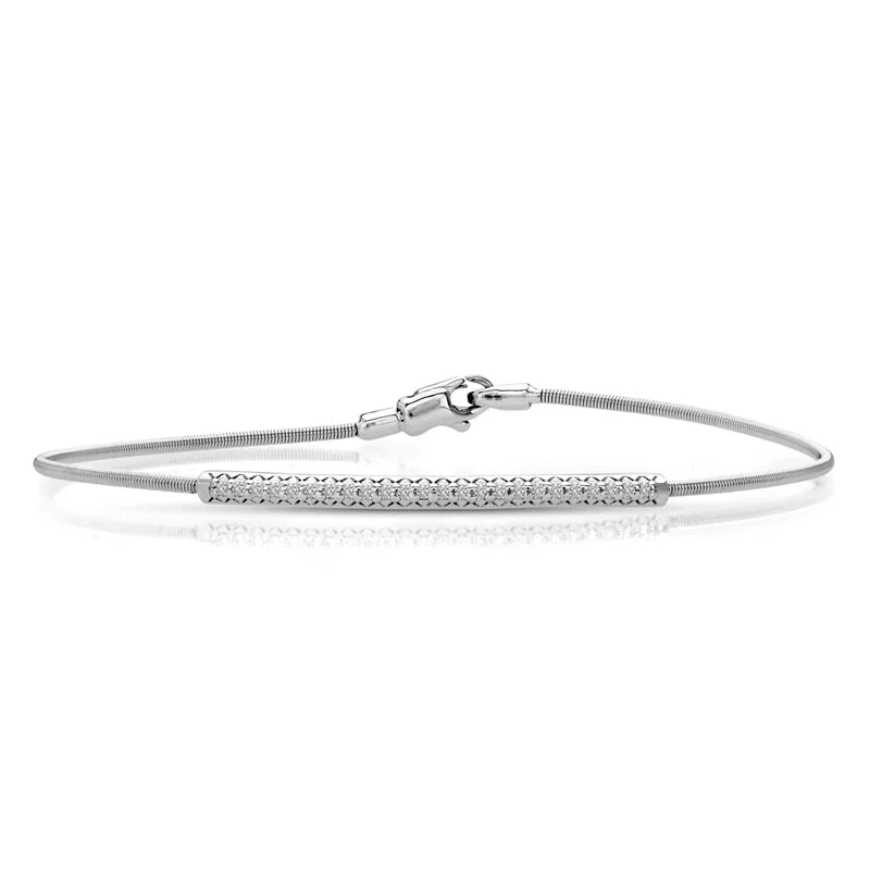 women’s braided bracelets -14kt White Gold Flexible Diamond Bangle (1/6 ctw)