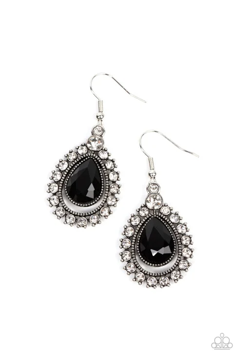 women’s gemstone drop earrings -Divinely Duchess Black Earring