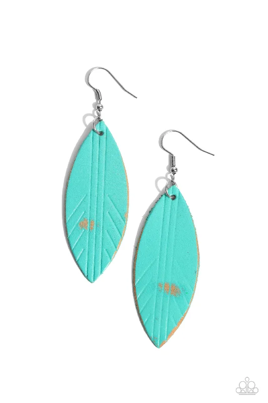 women’s pearl dangling earrings -Leather Lounge Blue Earring