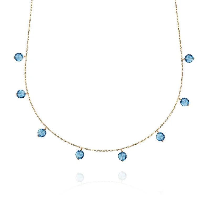 women’s luxury gold necklaces -Pop Galaxy Necklace Blue Topaz - 18k Gold