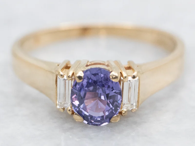 women’s timeless engagement rings -Purple Sapphire and Diamond Ring