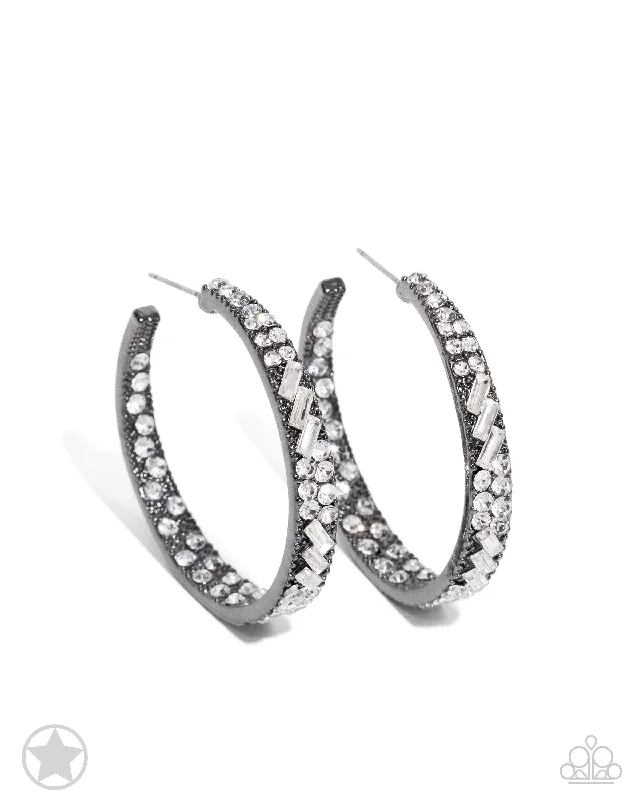 Humanize 363 wordsGLITZY By Association Black/White Hoop Earrings