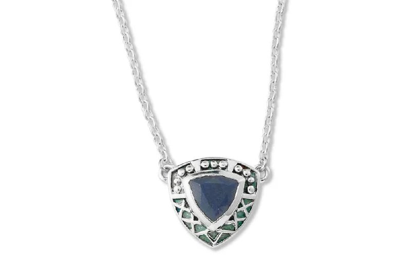 women’s oval pendant necklaces -Anna Necklace- Blue Sapphire