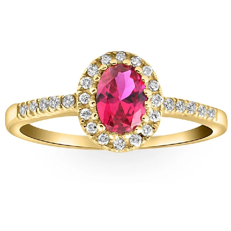 women’s custom sapphire engagement rings -3/4ct Ruby & Diamond Ring 14K Yellow Gold