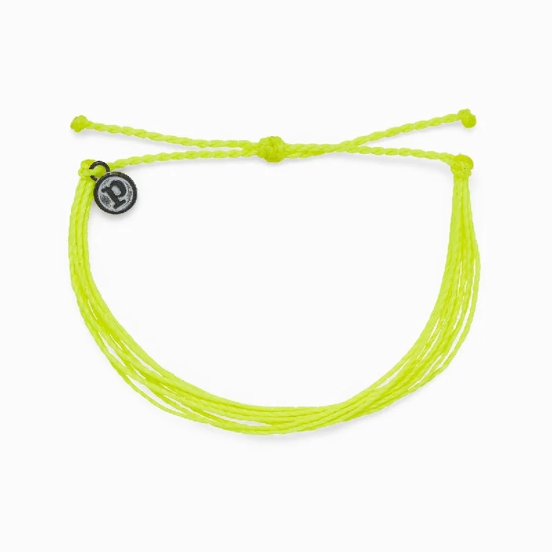 women’s bangles and bracelets -PuraVida Bright Solid Bracelet, Neon Yellow