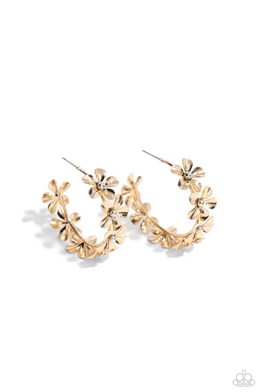 women’s stud earrings with gemstones -Floral Flamenco Gold Hoop Earring