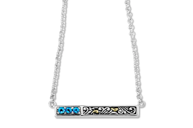 women’s thick chain necklaces -Barat Necklace- Blue Topaz