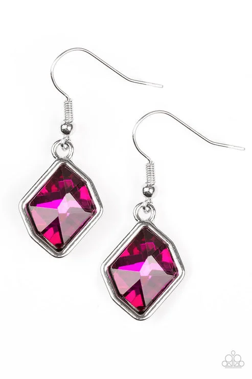 trendy earrings for women -Glow It Up Pink Earring