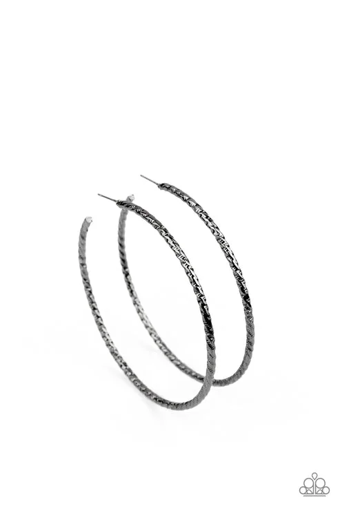 women’s ear cuffs -Voluptuous Volume Black Hoop Earring