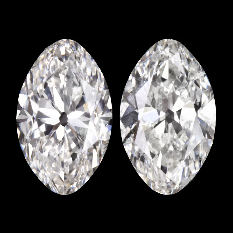 women’s antique rings -1.5 CARAT VINTAGE MOVAL CUT DIAMOND STUD EARRINGS H-I SI OLD MARQUISE OVAL PAIR