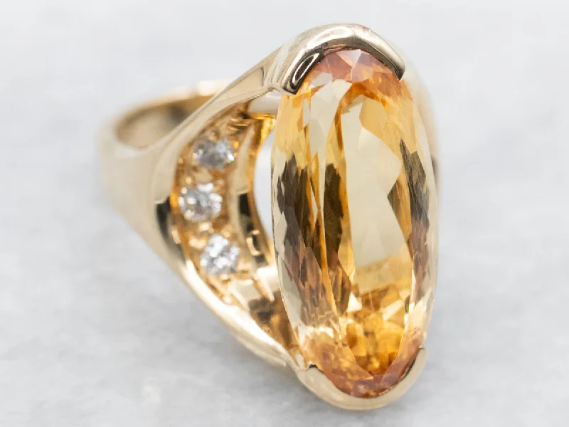 women’s vintage-style engagement rings -Yellow Topaz and Diamond Ring