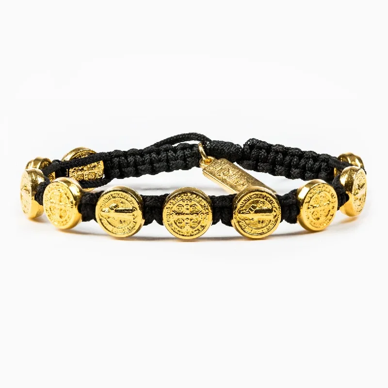 stackable bracelets for women -Benedictine Blessing Bracelet - Gold Medals