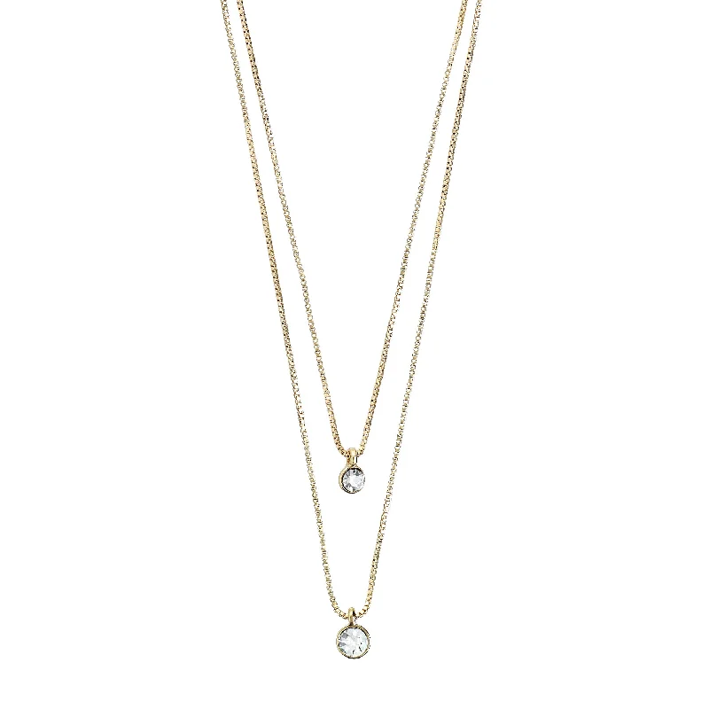 women’s layered necklaces -LUCIA 2-in-1 crystal necklace gold-plated