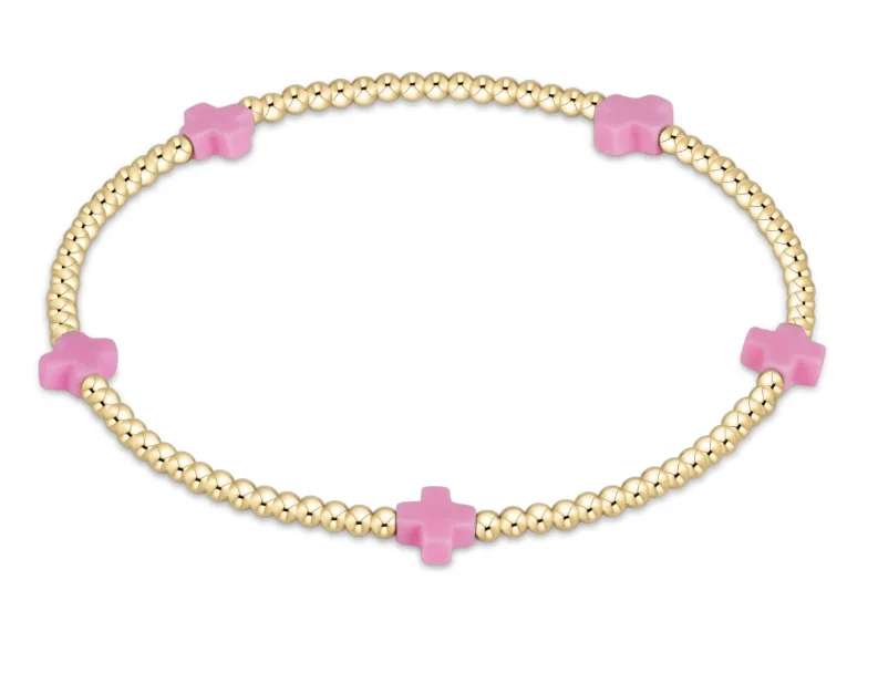 fashion bracelets for women -E Newton Signature Cross 2mm Bead Bracelet - Small Cross Gold