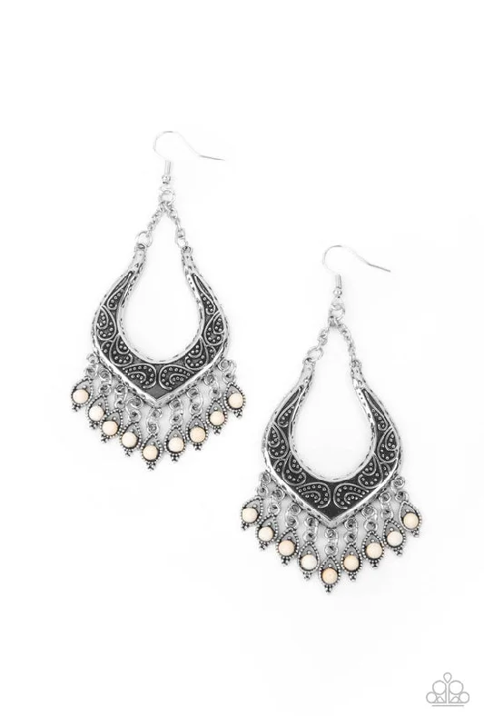 women’s diamond hoop earrings -Sahara Fiesta White Earring