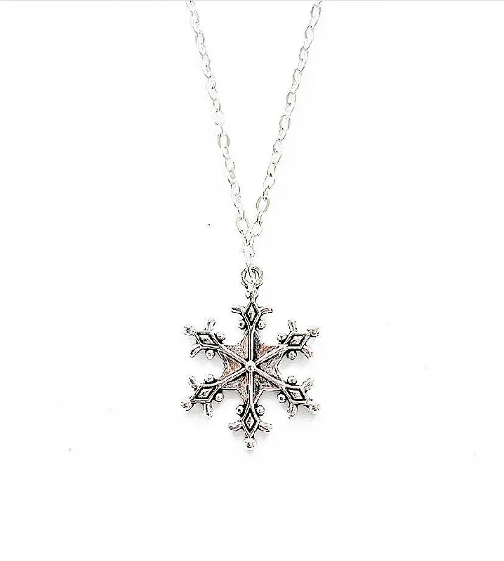 silver necklaces for women -Snowflake Charm Pendant Necklace