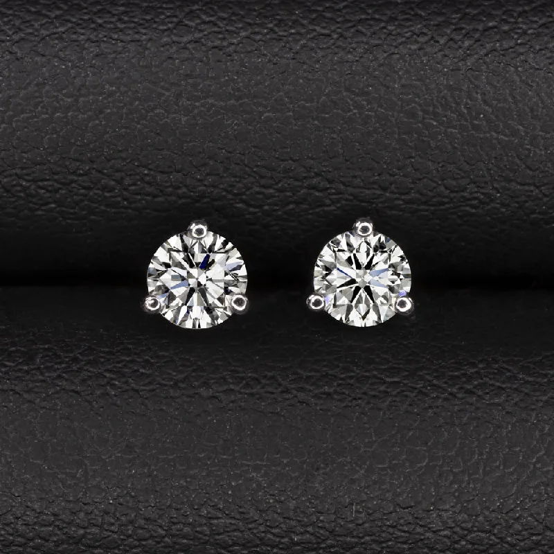 women’s crystal rings -NATURAL DIAMOND STUD EARRINGS 0.67ct ROUND BRILLIANT CUT 14k WHITE GOLD CLASSIC