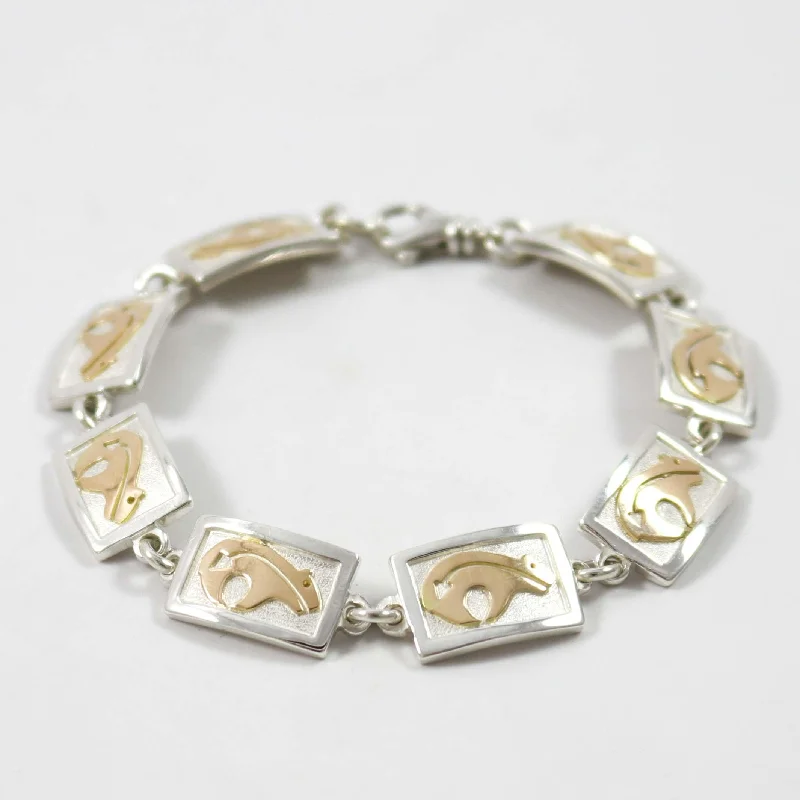 gold chain bracelets for women -Gold and Silver Bear Bracelet