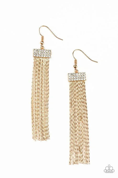 women’s crystal earrings -Twinkling Tapestry Gold Earring