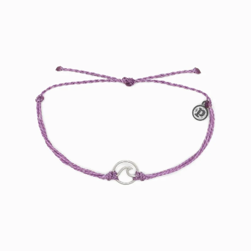 luxury silver bangles for women -PuraVida, Silver Wave Bracelet, Lavender