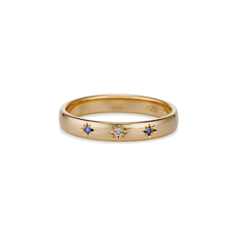 women’s black diamond rings -Sapphire and Diamond Petite Star Band