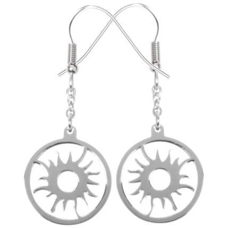 women’s classic earrings -Halo Sun Stainless Steel Earrings