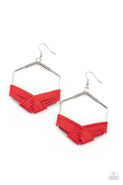 women’s sterling silver stud earrings -Suede Soistice Red Earring