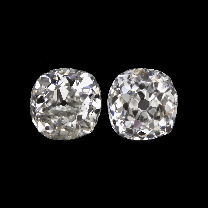 women’s diamond cocktail rings -0.76ct OLD MINE CUT DIAMOND STUD EARRINGS ANTIQUE PAIR LOOSE NATURAL CUSHION