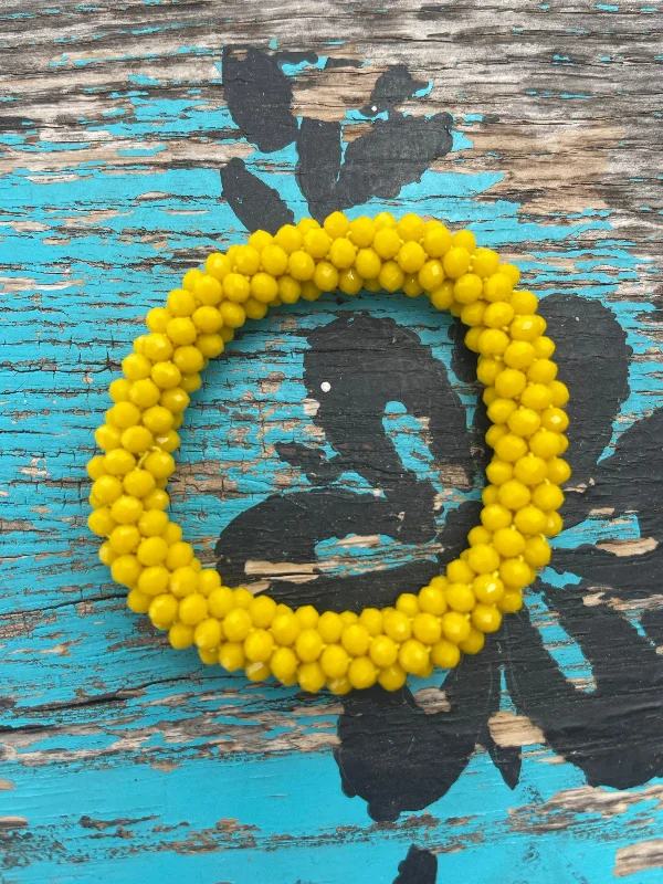 women’s friendship bangles -Yellow Beaded Stretchy Bracelet