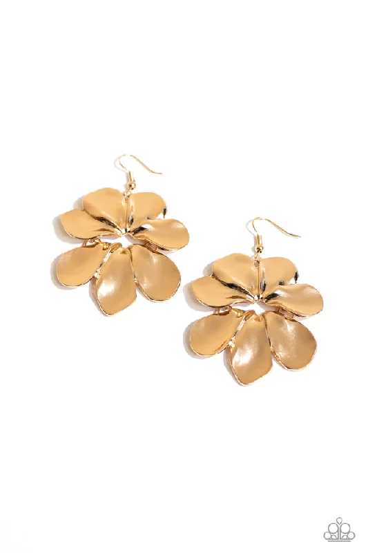 women’s crystal earrings -Hinging Hallmark Gold Earring