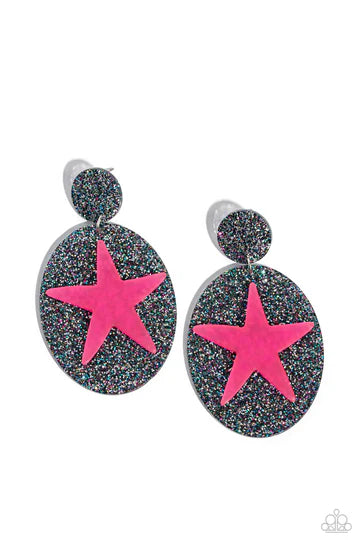 women’s gold drop earrings -Galaxy Getaway - Pink