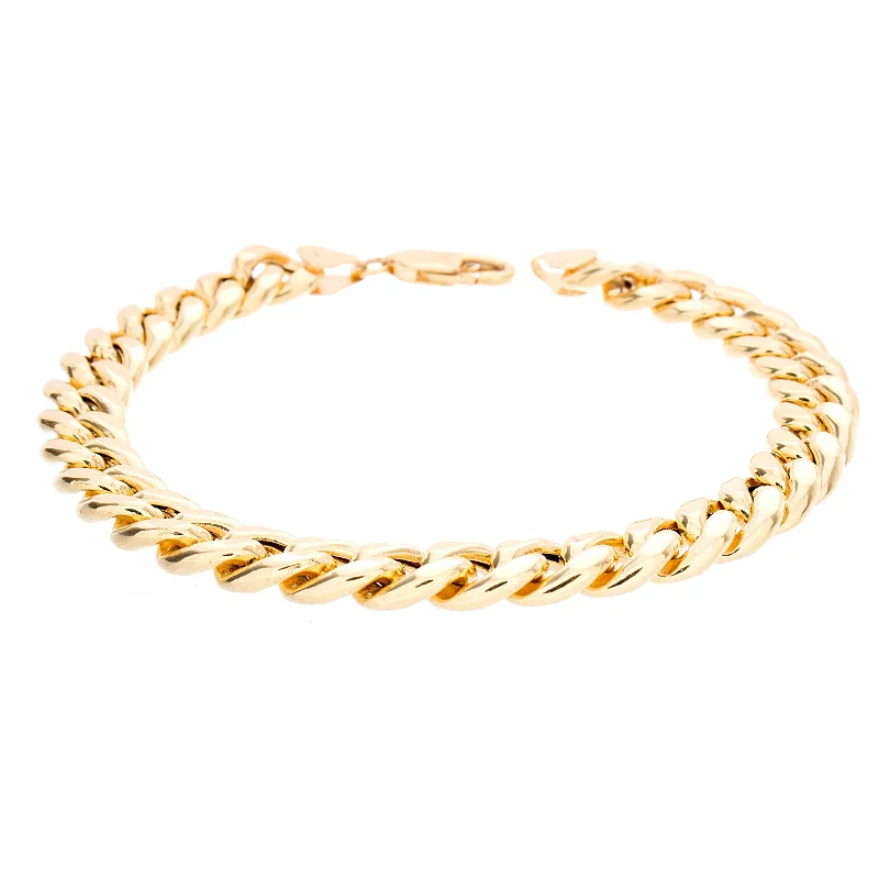 adjustable charm bracelets for women -Gold Cuban Bracelet 9" 9mm