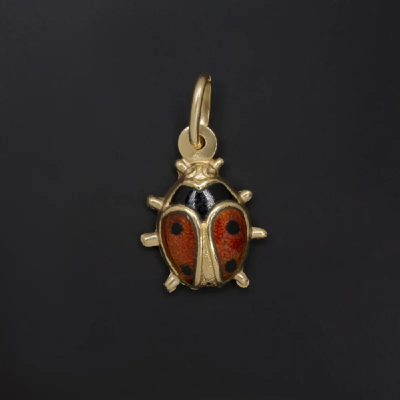 women’s birthstone rings -SOLID 18k YELLOW GOLD LADYBUG CHARM ENAMEL PENDANT NECKLACE LADYBIRD BEETLE CUTE