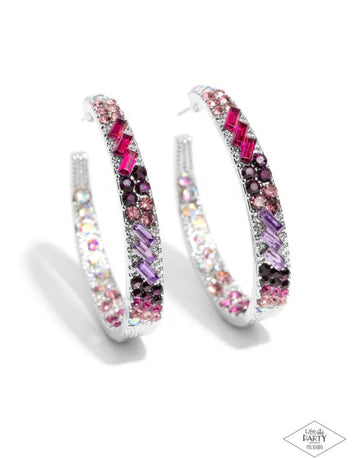 hoop earrings for women -Glitzy By Association - Multi-Pink