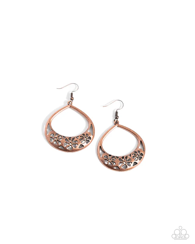 women’s long dangle earrings -Island Ambrosia - Copper