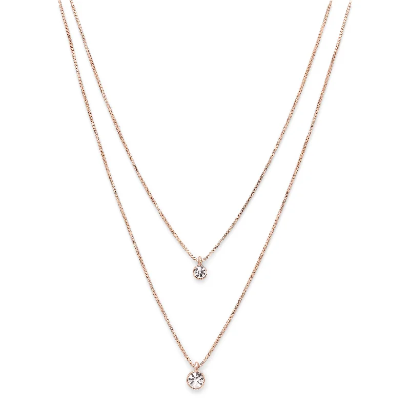 women’s trendy necklaces -LUCIA 2-in-1 crystal necklace rosegold-plated