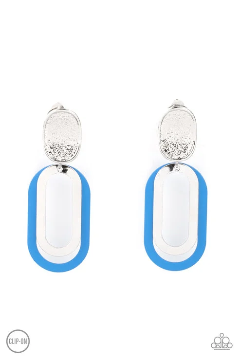 women’s art deco earrings -Melrose Mystery Blue Clip-On Earring