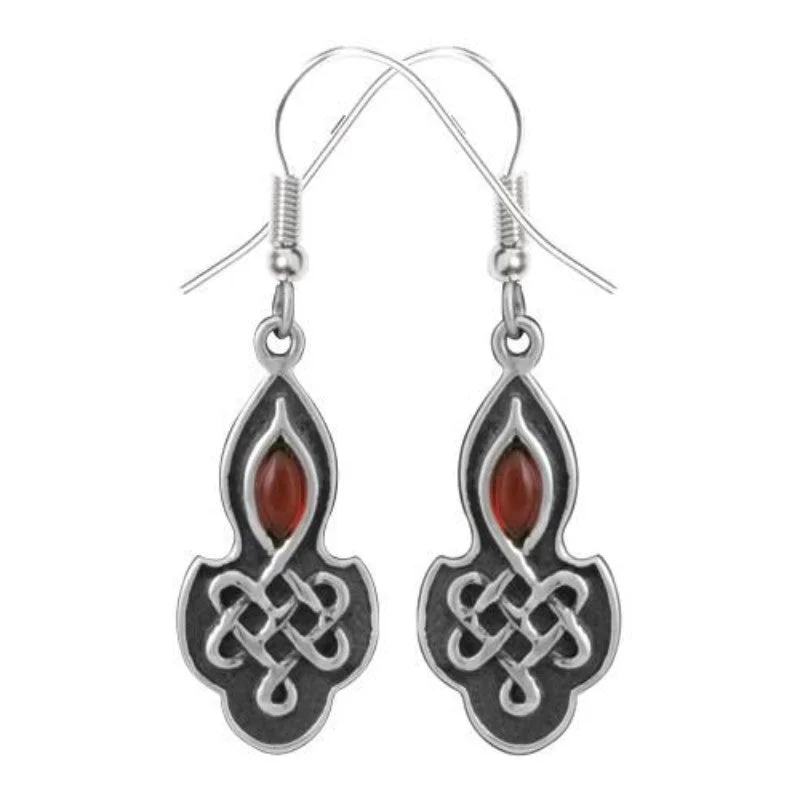 women’s luxury earrings -Celtic Ruby Stainless Steel Earrings